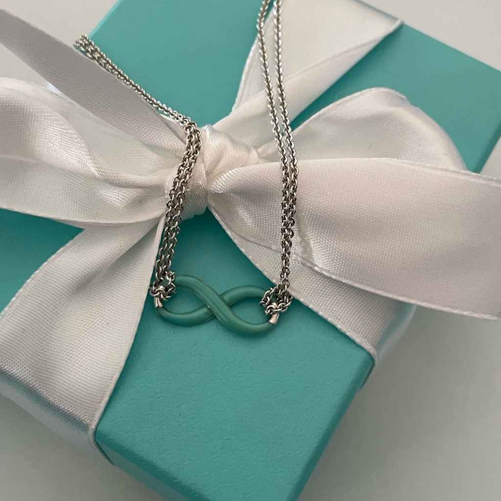 Tiffany & Co Blue Enamel Infinity Necklace